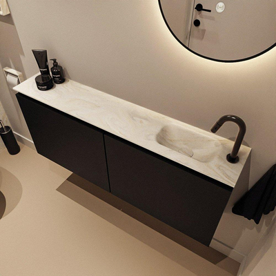 MONDIAZ TURE-DLUX 120cm toiletmeubel Urban. EDEN wastafel Ostra positie rechts. Met 1 kraangat.