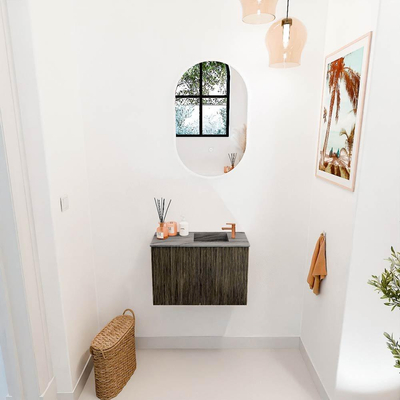 Mondiaz JOYA-DLUX 60cm toiletmeubel - kleur Shadow - Wastafel FAYE positie Rechts 1 kraangat kleur Sombra.