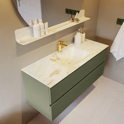 MONDIAZ VICA-DLUX Ensemble meuble de salle de bains - 120cm - sous-meuble army - 2 tiroirs - lavabo encastré cloud central - 1 trou de robinet - version haute 60cm - frape