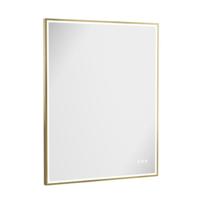 Crosswater MPRO spiegel met verlichting - 90x70cm - LED - verticaal/horizontaal - geborsteld messing (goud)