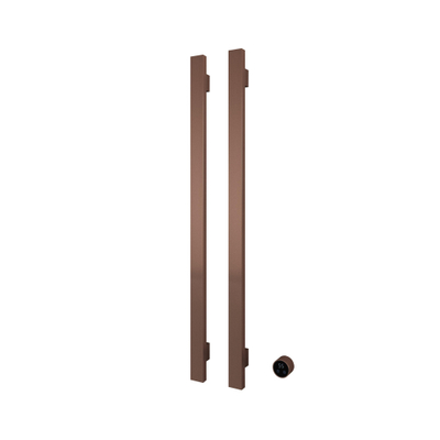 Hotbath &MORE Handdoekradiator - 38x115cm - vierkant - 2 stangen - verticaal - met schakelaar - PVD - geborsteld koper