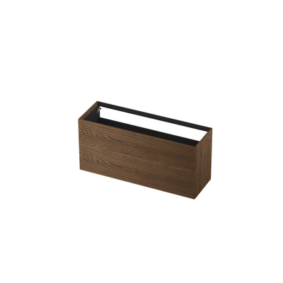 INK Wastafelonderkast - 140x45x65cm - 2 lades - push to open - horizontaal gefreesd - Eiken - Chocolate