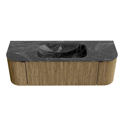 Mondiaz KURVE-DLUX Badkamermeubelset - 140x46x40cm - 1 lade - 2 deuren - wastafel solid surface - midden - zonder kraangat - Dusk