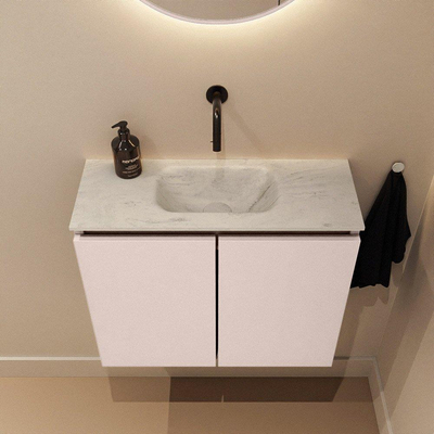 MONDIAZ TURE-DLUX Meuble de toilettes 60cm Rosee. EDEN lavabo Opalo position milieu. Sans trou de robinet.