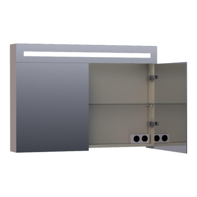BRAUER Double Face Armoire de toilette 100x70cm éclairage intégré rectangulaire 2 portes pivotantes MDF Taupe mat