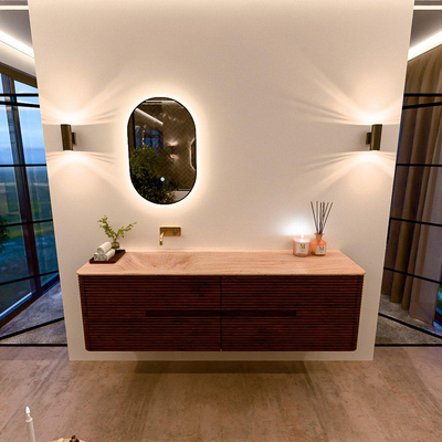 Mondiaz CIRO-DLUX Meuble de salle de bains - 170x45x50cm - Plan vasque Solid surface Saba - 1 lavabo à gauche - sans trous de robinet - 4 tiroirs - Ruby