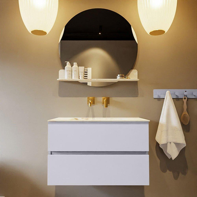MONDIAZ VICA-DLUX Ensemble meuble de salle de bains - 80cm - meuble bas Cale - 2 tiroirs - lavabo encastré Cloud centré - sans trous de robinet - version haute 60cm - Frappe