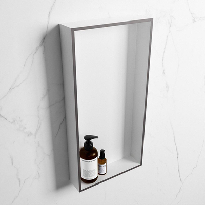 Mondiaz Easy nis 29.5x59.5x8cm voor Inbouw/opbouw 1 open vak Solid surface Talc/DarkGrey