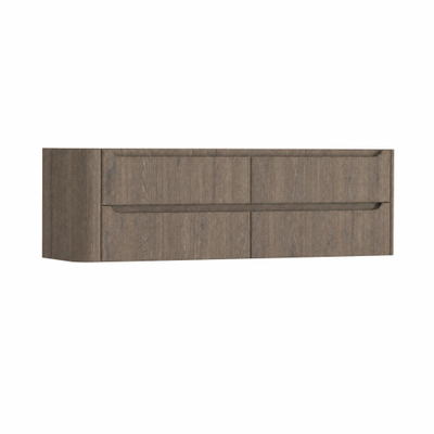 H&R Badmeubelen Juice Wastafelonderkast - 160x45x50cm - linkerhoek afgerond - 4 lades - geïntegreerde greep - Tucson oak