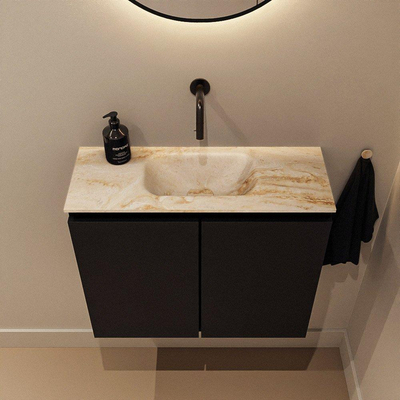 MONDIAZ TURE-DLUX Meuble toilette - 60cm - Urban - EDEN - vasque Frappe - position centrale - sans trou de robinet