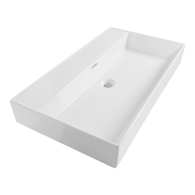 Brauer Lunar lavabo pour meuble - 81x13x46.5cm - avec trop-plein - 1 vasque - 0 trous de robinet - céramique - blanc brillant