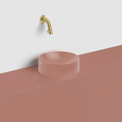 Clou Vale lave-mains 22cm Céramique rond sans plage de robinetterie rose mat