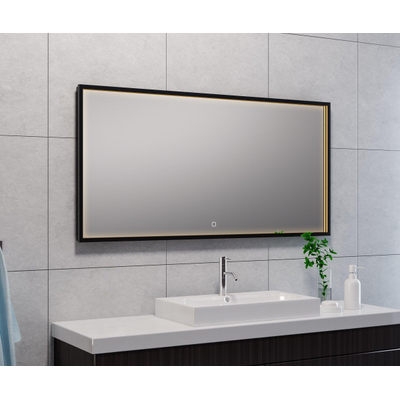 Wiesbaden Avi Spiegel rechthoek - met LED dimbaar en spiegelverwarming - 120x60cm - mat zwart