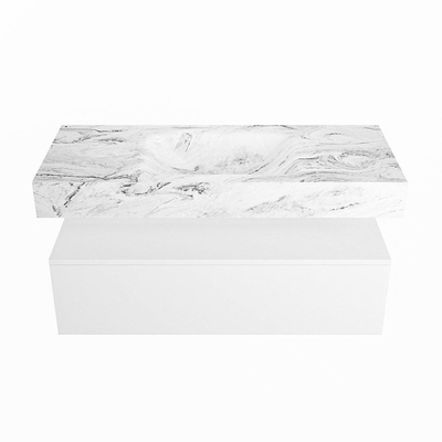 Mondiaz ALAN-DLUX Ensemble de meuble - 110cm - meuble Talc mat - 1 tiroir - Lavabo Cloud Glace suspendu - vasque Centre - 0 trous de robinet