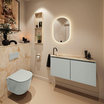 MONDIAZ TURE-DLUX 100cm toiletmeubel Greey. EDEN wastafel Frappe positie links. Met 1 kraangat.