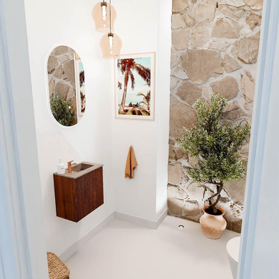 Mondiaz JOYA-DLUX Meuble de salle de bains - 40cm - couleur Ruby - Vasque FAYE position Droite 1 trou de robinet couleur Arena