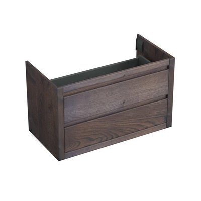Forzalaqua Gela 2.0 meuble sous-lavabo 100x51x60cm avec 2 tiroirs sans poignées à fermeture douce Chêne massif Charcoal