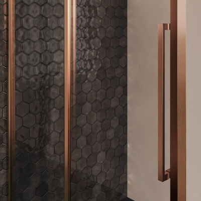 BRAUER Galactic Douchecabine - 120x90x200cm - met schuifdeur - helder glas - omkeerbaar - incl. glascoating - geborsteld koper PVD