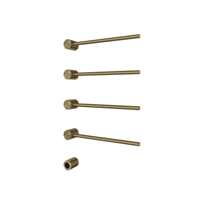 Hotbath &MORE Handdoekradiator - 50x76cm - rond - 4 stangen - horizontaal - met schakelaar - PVD - geborsteld messing (goud)