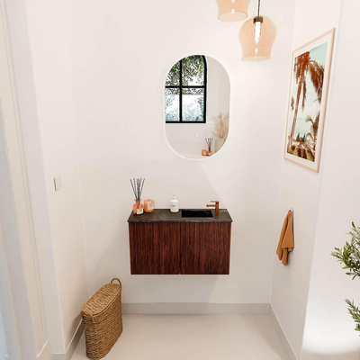 Mondiaz JOYA-DLUX 70cm toiletmeubel - kleur Ruby - Wastafel FAYE positie Rechts 1 kraangat kleur Lava.