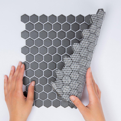 The Mosaic Factory London mozaïektegel - 26x30cm - wand en vloertegel - Zeshoek/Hexagon - Porselein Dark Grey Mat