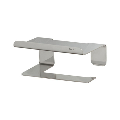 Tiger Colar Porte-rouleau de papier toilette - sans clapet - avec tablette - autocollant - acier inoxydable poli
