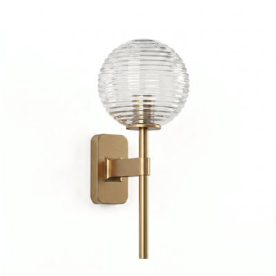 Astro Tacoma Single Wandlamp/Plafondlamp - 230V - IP44 - bol - geribbeld - helder glas - messing (goud)
