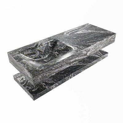 MONDIAZ ALAN - DLUX Badkamermeubelset - 120cm - planchet - Lava - vrijhangende wastafel - wasbak links - 0 kraangaten - Lava
