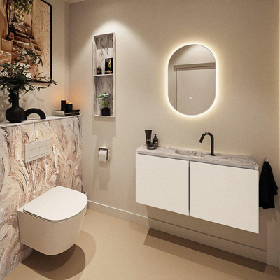 MONDIAZ TURE-DLUX 100cm toiletmeubel Talc. EDEN wastafel Glace positie midden. Met 1 kraangat.