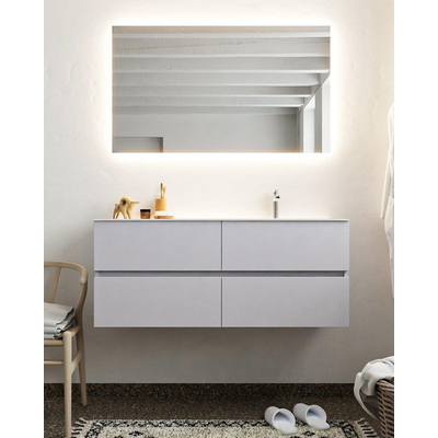 Mondiaz VICA ensemble de meuble de salle de bain - 120cm - meuble sous-vasque cale - 4 tiroirs - lavabo cloud droite - 1 trou de robinet - miroir LED - version XL 60cm haut