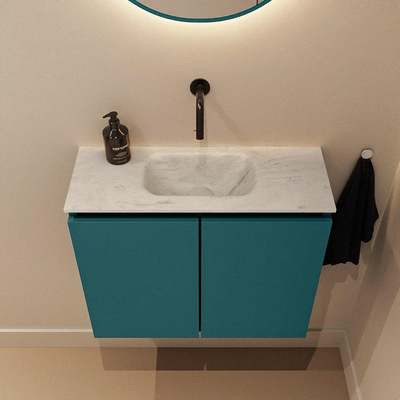 MONDIAZ TURE-DLUX Meuble toilette - 60cm - Smag - EDEN - vasque Opalo - position centrale - sans trou de robinet
