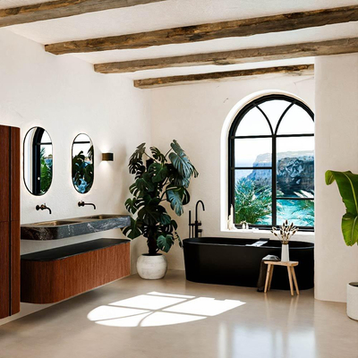 MONDIAZ THOR-DLUX 170cm meuble de salle de bains arrondi gauche + droite couleur Ruby avec 1 tiroir et 2 portes. Vasque suspendue CLOUD Double sans trou de robinet couleur Lava.