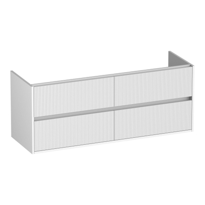 BRAUER Adore Wavy wastafelonderkast 140 4 softclose lades - greeploos - 2 sifon uitsparingen - mat wit