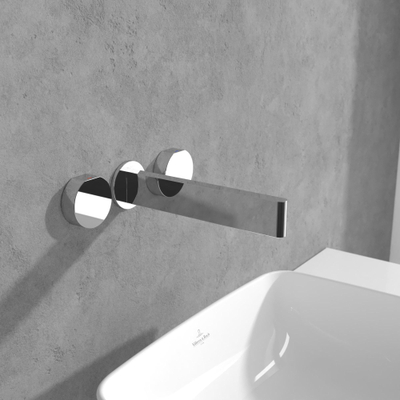 Villeroy & Boch Dawn wastafeluitloop set - zonder pop up afvoergarnituur - wandmontage afbouwdeel - hoogglans chroom