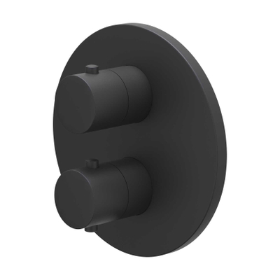 IVY Bond Partie apparente - pour mitigeur thermostatique encastré - inverseur-arrêt 3 voies - rosace ronde - Noir mat PED