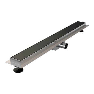 Brauer Caniveau de douche - 70x7,5cm - bride de plancher - grille à carreler réversible - inox - noir mat