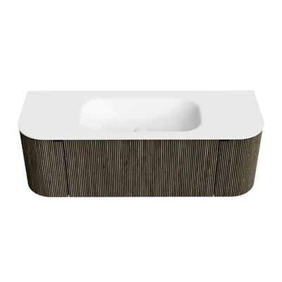 Mondiaz KURVE Badkamermeubelset - 130x46x40cm - 1 lade - 2 deuren - wastafel solid surface - midden - zonder kraangat - Shadow
