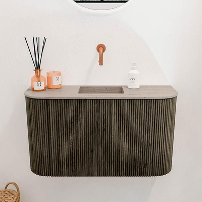 Mondiaz JOYA-DLUX 73.2cm toiletmeubel - ronding links en rechts kleur Shadow - Wastafel FAYE positie Midden Zonder kraangat kleur Saba.