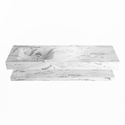 MONDIAZ ALAN - DLUX Badkamermeubelset - 150cm - planchet - Glace - vrijhangende wastafel - wasbak links - 0 kraangaten - Glace