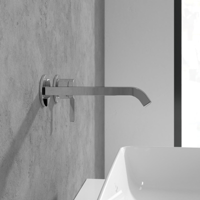Villeroy & Boch Dawn wastafeluitloop set - zonder pop up afvoergarnituur - wandmontage afbouwdeel - hoogglans chroom