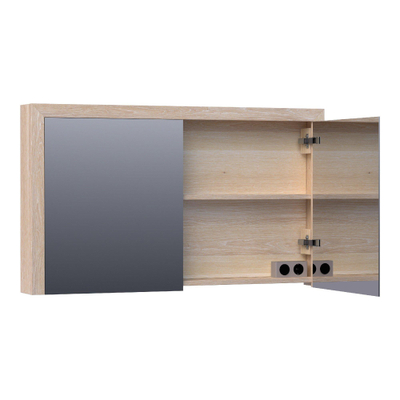 BRAUER Rise armoire de toilette – 119 x 70 x 15 cm – sans éclairage – 2 portes, portes-miroir double face – Chêne blanc