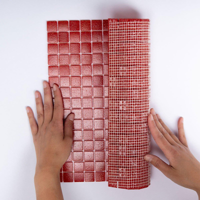 The Mosaic Factory Amsterdam carrelage mosaïque 32.2x32.2cm pour mur et sol intérieur et extérieur carré verre rouge fraise