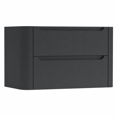 H&R Badmeubelen Juice Wastafelonderkast - 100x45x50cm - afgeronde hoeken - 2 lades - geïntegreerde greep - Dark blue mat
