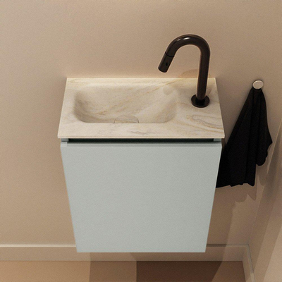 MONDIAZ TURE-DLUX Meuble toilette - 40cm - Greey - EDEN - vasque Ostra - position gauche - 1 trou de robinet