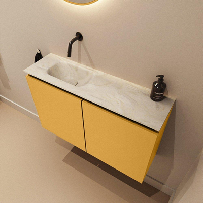 MONDIAZ TURE-DLUX 80cm toiletmeubel Ocher. EDEN wastafel Ostra positie links. Zonder kraangat.