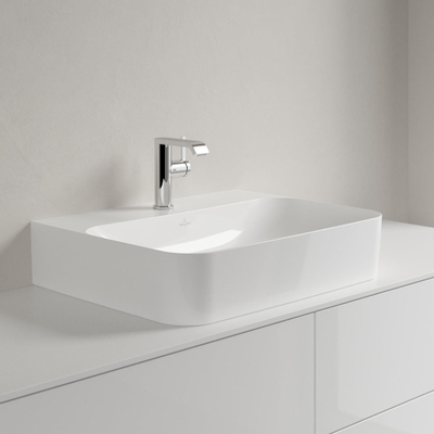 Villeroy & Boch Finion lavabo - dessous meulé 1 trou de robinet 60x47cm - ceramic+ avec trop-plein dissimulé blanc