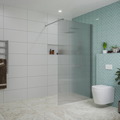 FugaFlow Eccelente Vetro inloopdouche badkamer - 110x200cm - ribbelglas - wandarm - chroom -