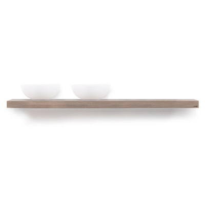 Looox Wood collection plan sous vasque - 200x46cm - Avec suspension noir mat - Chêne massif gris ancien