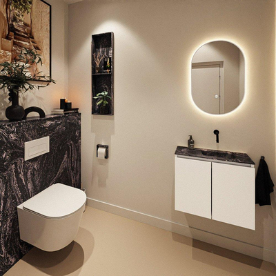 MONDIAZ TURE-DLUX 60cm toiletmeubel Talc. EDEN wastafel Lava positie rechts. Zonder kraangat.