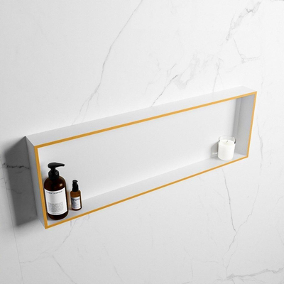 Mondiaz Easy nis 29.5x89.5x8cm voor Inbouw/opbouw 1 open vak Solid surface Talc/Ocher